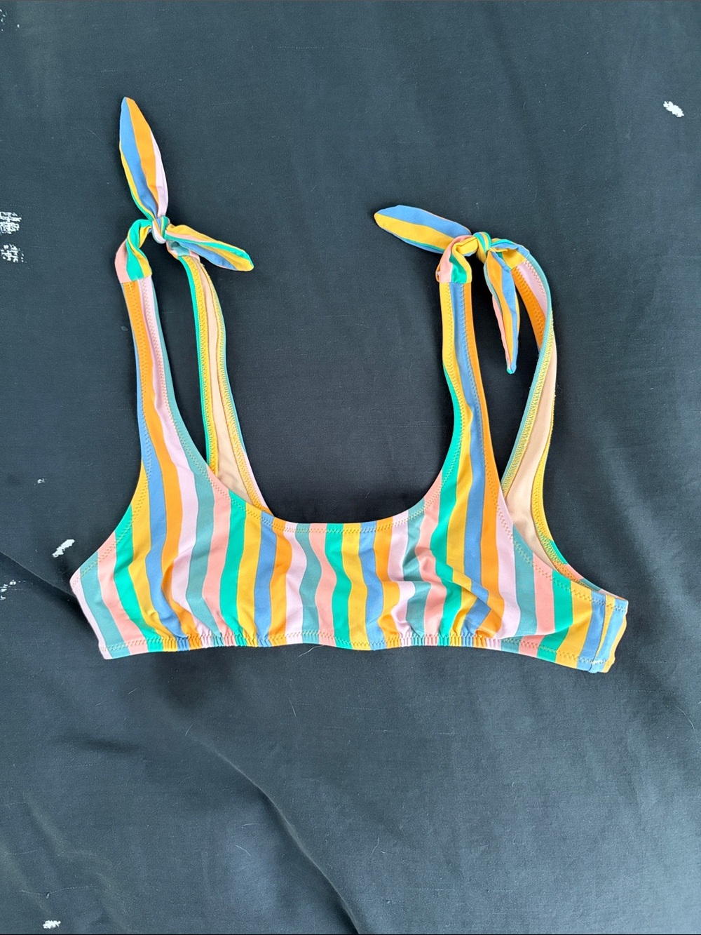 J Crew Playa Striped Tie-Shoulder Bikini Top in Multicolor - Picture 4 of 6
